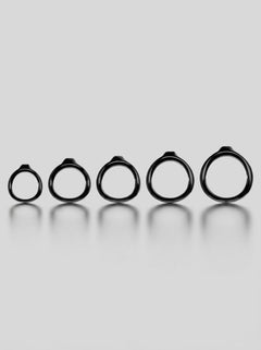Vibrating Remote Control Plastic Chastity Cock Cage supplied with five black adjustment rings in graduated sizes