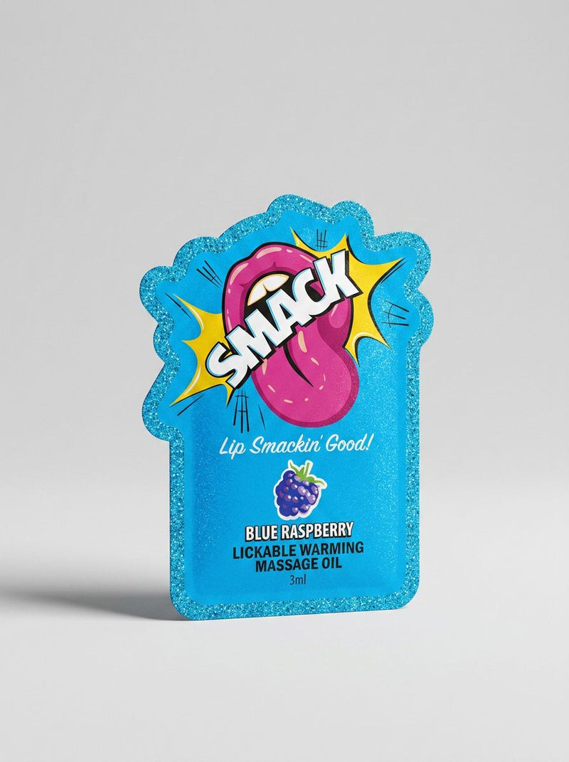 Smack Lickable Warming Massage Oil Blue Raspberry 2 x 59ml Sachets