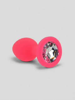 Toosh Silicone Butt Plug with Clear Gem Base - 3 colours and 3 sizes available, large silicone butt plug