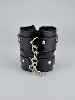 Chic Bound to Please Plush Wrist Cuffs in classic black, perfect for stylish bondage play without sacrificing comfort.