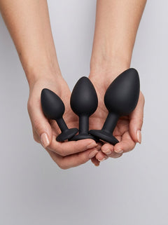 Toosh Silicone Butt Plug with Clear Gem Base - 3 colours and 3 sizes available, luxury silicone butt plug product view