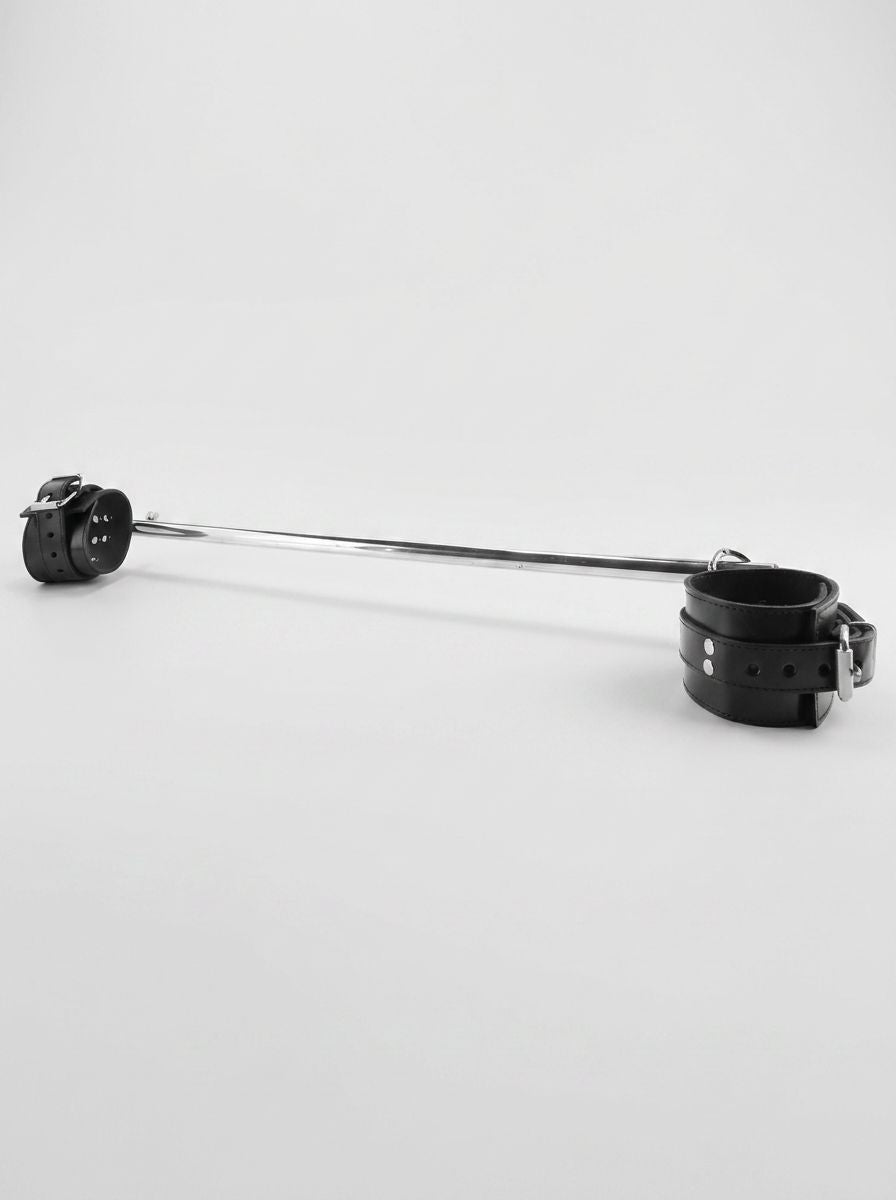 Adjustable 24-38 Inch Leather Leg Spreader Bondage Bar with Cuffs for Intense Positioning - Luxury leg spreader bondage designed for comfort and functionality.