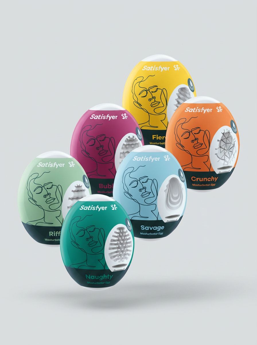 Satisfyer 6-Piece Egg Set Masturbators - Hydro-Active TPE, Flexible Design, No Lubricant Needed, Realistic Feel (Copy)