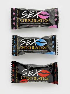 Two pieces of Sweet Treats Sex Chocolate, 10g gourmet aphrodisiac treats for enhancing romantic moments, shown in the image.