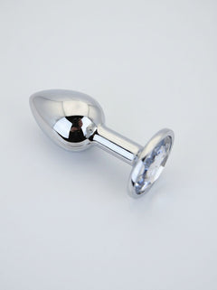 Toosh Metal Butt Plug With Gems - Aluminium Alloy, Jewelled Base, Beginner Friendly metal butt plug with elegant gemstone detail