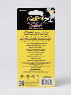 GoodHead Juicy Head Cocktails Dry Mouth Salivating Oral Spray Lemon Drop To-Go packaging rear view