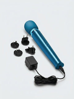 The luxurious Le Wand Rechargeable Massager in blue, a versatile wand vibrator perfect for deep tissue massage and intimate pleasure.