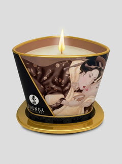 Shunga Sensual Soy Wax Erotic Massage Oil Candle 170ml brown massage candle with elegant romantic artwork