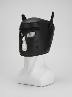 Sophisticated Prowler RED Neoprene Puppy Hood showcased with plush details, ideal for enhancing your puppy play experience with comfort and luxury.