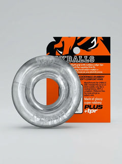 Oxballs Rimz Single Stretchy Thick Cock Ring demonstrating its smooth rounded finish for added comfort during use.