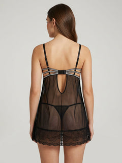 Seven Til Midnight Glitterati sparkly babydoll and thong set featuring shimmering fabric and delicate lace details.