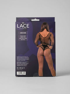 Stunning model wearing the Lace by LJ Fence Net Crop Top and Bottoms Fishnet Set, showcasing the elegance and allure of this luxurious fence net set.