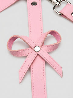 Strict Bondage Harness with Bows Pink ML in vibrant pink, a stunning bondage harness that combines style and functionality for bondage enthusiasts.