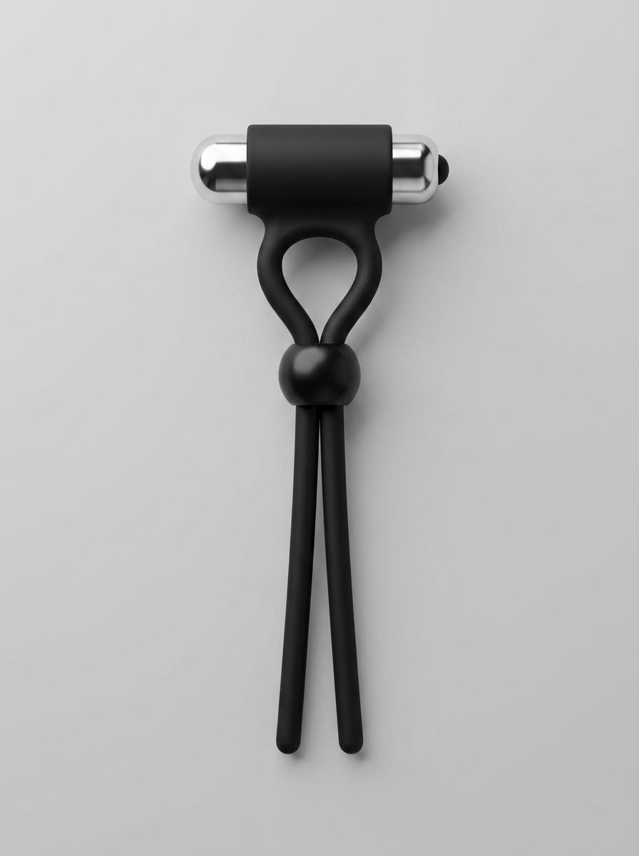REV Rev-Rings vibrating adjustable silicone cock ring with bullet, showcasing flexible design and discreet vibrating feature.