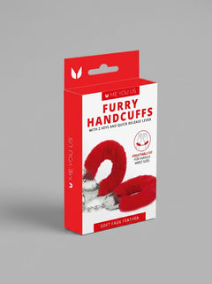 Me You Us Fluffy Quick Release Handcuffs - elegant red fluffy cuffs with premium quality packaging, designed for ultimate control and passion.