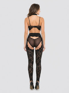 Close-up detail of the lace chaps included in the Allure Adore Freya Wild Lace Chaps with Panty and Bra, illustrating the elegant design and luxurious texture of this stunning lingerie set.