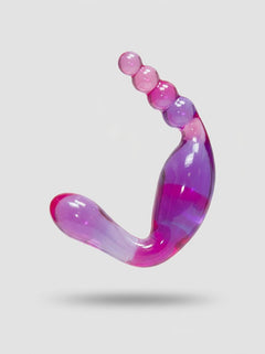 Smoothy Prober Double-Ended Textured Jelly Anal Dildo, 200 mm translucent pink pleasure toy