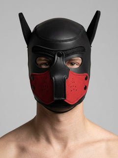 Prowler RED Puppy Muzzle – Neoprene pet play accessory showcasing a luxurious and comfortable design for pets, ideal for puppy play and roleplay.