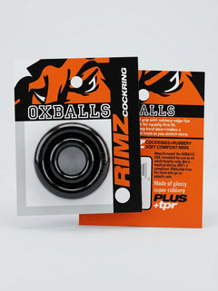 Elegant Oxballs Rimz Single Stretchy Thick Cock Ring in Black, ideal for discreet and effective cock ring play.