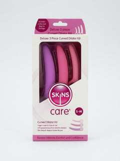 Detailed image of the Skins Care 3pcs Curved Dilator Set highlighting its luxurious silicone finish, designed for a seamless dilator experience.