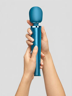 Le Wand Rechargeable Massager Blue - Powerful Luxury Wand Vibrator showcasing its elegant design and ergonomic handle for ultimate comfort.