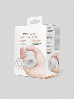 Me You Us Signature The Silicone Oral Dual Ended Stroker, complete premium dual ended stroker product presentation