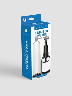 Me You Us Trigger Manual Suction Penis Pump in premium retail packaging, luxury trigger penis pump with clear chamber design