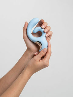 Elegant Sky Cumulus Swirl G-Spot Stimulator, a luxurious dual-motor vibrator designed for superior pleasure and targeted G-spot stimulation.