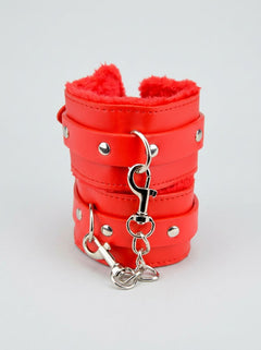 Bound to Please Furry Plush Wrist Cuffs with adjustable fit, ensuring comfort and restraint for a luxurious bondage experience.