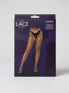 Lace by LJ Rhinestone Fishnet Crotchless Pantyhose Black stretch rhinestone fishnet crotchless pantyhose