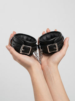 Stylish BOUND Leather Ankle Restraints designed for comfort and extended use during bondage play.