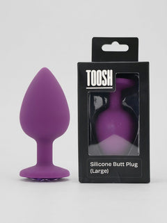 Toosh Silicone Butt Plug with Clear Gem Base - 3 colours and 3 sizes available, complete silicone butt plug range
