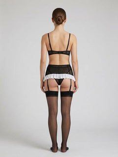 Complete view of the Baci Sexy Maid Uniform suspender skirt, a luxurious addition that enhances any sexy maid uniform ensemble.