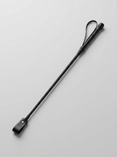 Bound Noir Nubuck leather BDSM riding crop with a sleek handle and thin, flexible shaft for impact play.