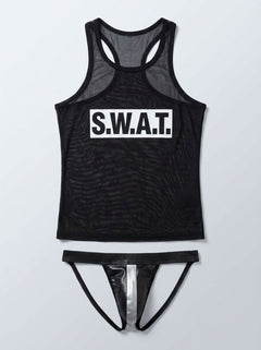 Envy men's Swat 2-piece tank and thong costume set featuring a tactical tank top and matching thong underwear.