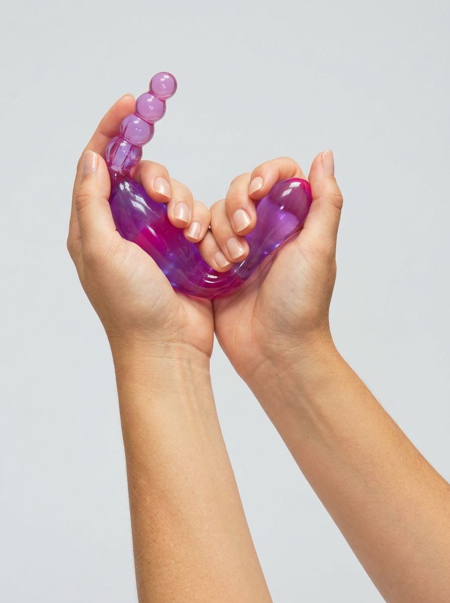 Smoothy Prober Double-Ended Textured Jelly Anal Dildo with smooth tapered probe and beaded end