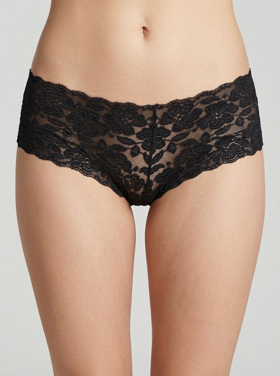 Baci Sexy Black Flower Lace Boyshorts Panty, featuring exquisite floral lace design and sexy boyshort style, perfect lace boyshorts for luxurious comfort.