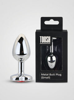 Toosh Heart Shaped Metal Butt Plug with Red Stone - S, M and L, luxury metal Butt Plug shown with its secure flared base
