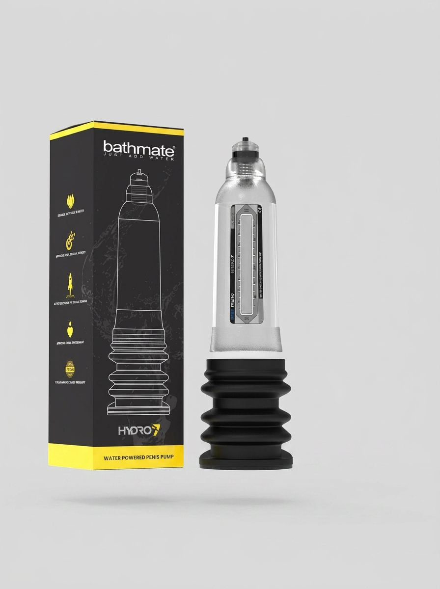 Luxurious Bathmate Hydro 7 Clear Hydropump Penis Pump, a sophisticated water-powered enlargement system designed for comfort and efficiency.