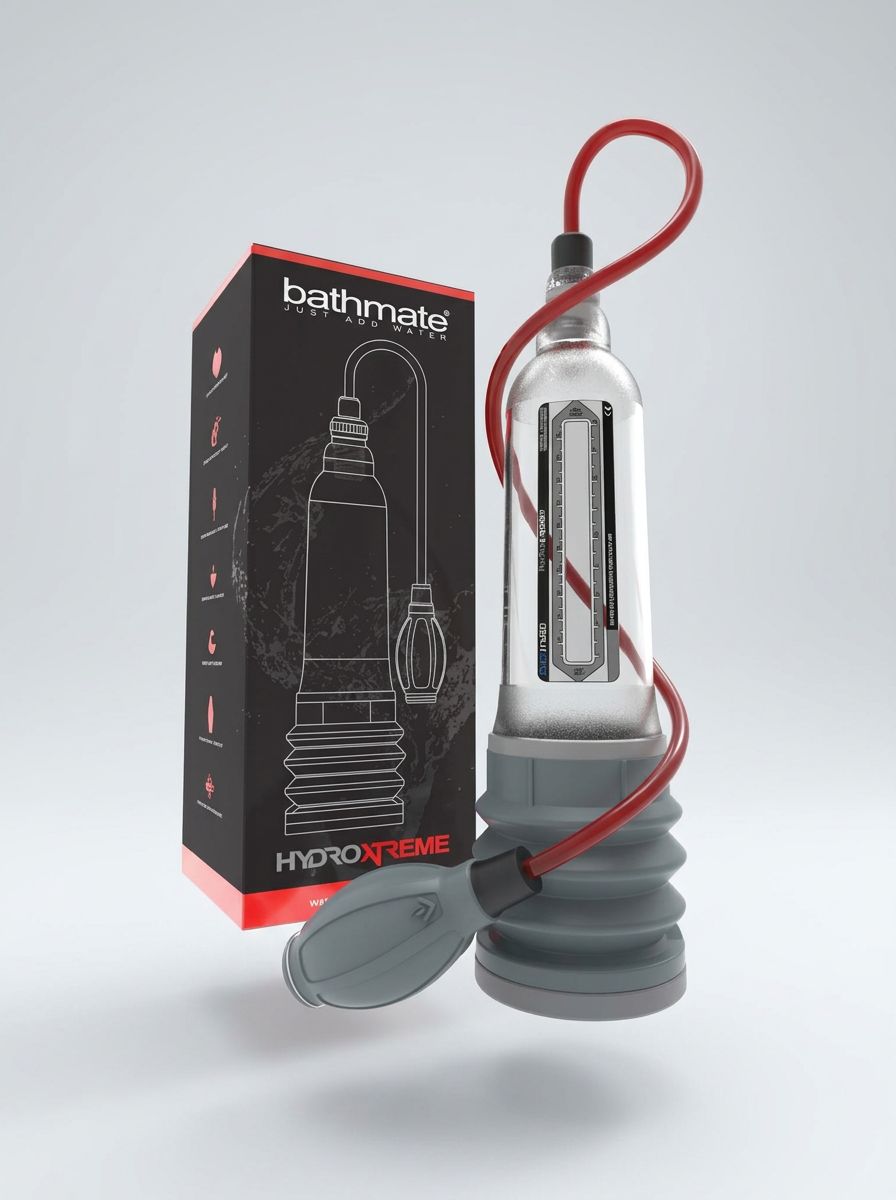Clear Bathmate Hydroxtreme 9 penis pump from Pumps & Enlargers line, featuring transparent design and ergonomic shape for effective use.