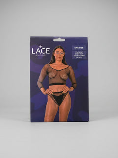 Luxurious styling option with the Lace by LJ Fence Net Set, ideal for clubwear or festival looks, showcasing the versatility of the fence net design.