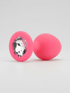 Toosh Silicone Butt Plug with Clear Gem Base - 3 colours and 3 sizes available, decorative gem silicone butt plug