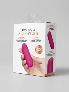 Me You Us Signature The Contour Silicone Bullet Vibrator in pink, stylish silicone bullet vibrator