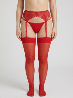 Detailed view of the Embroidered Flower Lace Suspender Garter Belt with secure hook-and-eye fastening for comfort and style.