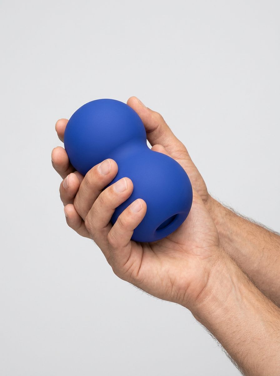 Me You Us Signature The Bubble Dual Ended Stroker in blue, premium soft TPE stroker design