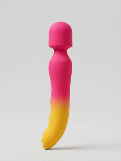 Elegant packaging display of the 2-in-1 Gradient Silicone Tapping Wand G-Spot Stimulator, an appealing gift for luxury pleasure seekers.