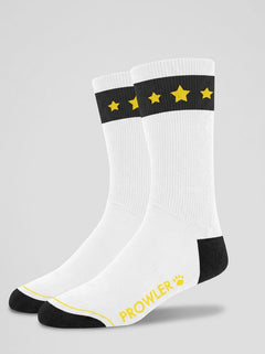 Prowler Gold Star Cotton Crew Socks featuring signature Prowler paw print detailing on the sole