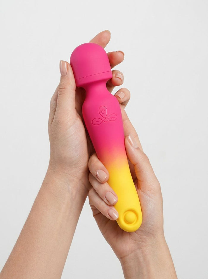 Luxurious 2-in-1 Gradient Silicone Tapping Wand G-Spot Stimulator showcasing its elegant design and ergonomic shape, perfect for deep pleasure.
