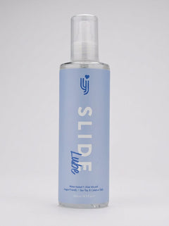 In-use scene of Loving Joy Slide Water-Based Lubricant demonstrating its soothing properties, enriched with aloe vera for hydration.