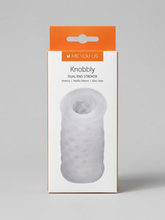 Close-up of the nubby interior of the Me You Us Knobbly Dual End Stroker, emphasizing its luxurious texture for intense stimulation.